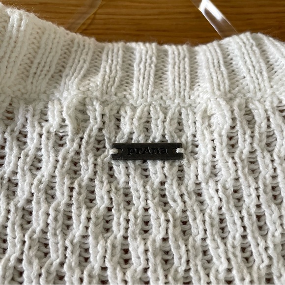 Prana Deedra Sweater White Cotton Long Tunic V-Neck Size XL - Picture 7 of 11